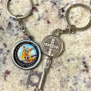 Michael and St Benedict key Keychain